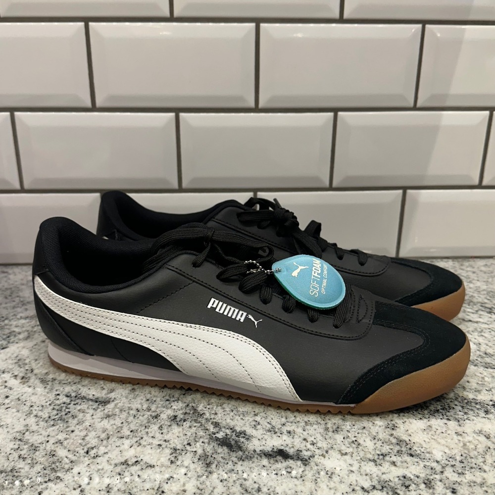 PUMA Roma Basic Men's Sneakers Shoes Black White SoftFoam Optimal Comfort US 12